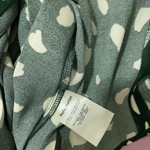 Reformation Sigmund Paint-Splatter Dress in Green *NEW* - Picture 5 of 5